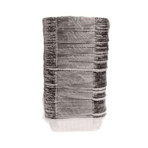 Embalagem retangular de alumínio com bordo enrolado e rebordo elevado 152x107x32 mm - CE 380 (vista em elevação)