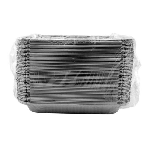 Embalagem de alumínio retangular com bordo enrolado e rebordo elevado 287x187x37 mm - CE 2450 (vista em elevação)