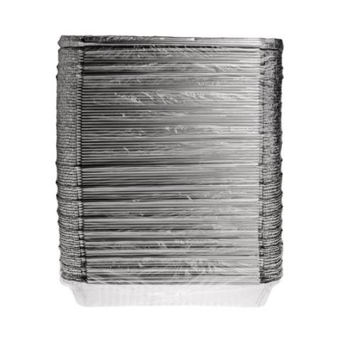 Envase rectangular de aluminio con borde rizado y canto alzado 315x215x42 mm - CE 2200 (vista elevada)