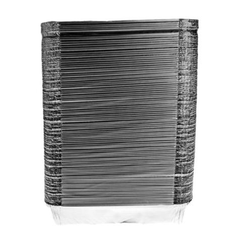Rectangular aluminum foil container with crimped edge and raised rim 227x177x35 mm - CE 1500 (elevation view)