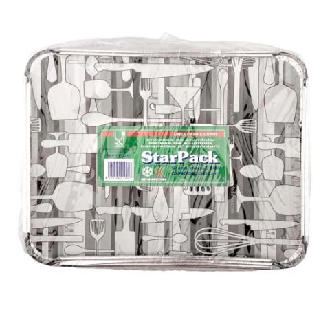 Rectangular aluminum foil container with rolled rim and raised edge 287x187x37 mm - CE 2450 (plan view)
