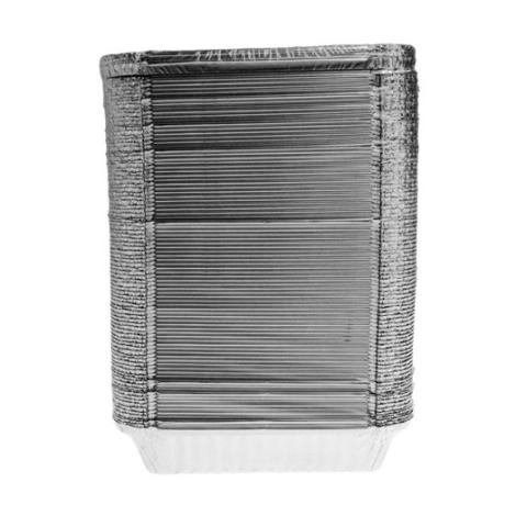 Rectangular aluminum foil container with rolled rim and raised edge 175x175x44 mm - CE 650 (elevation view)