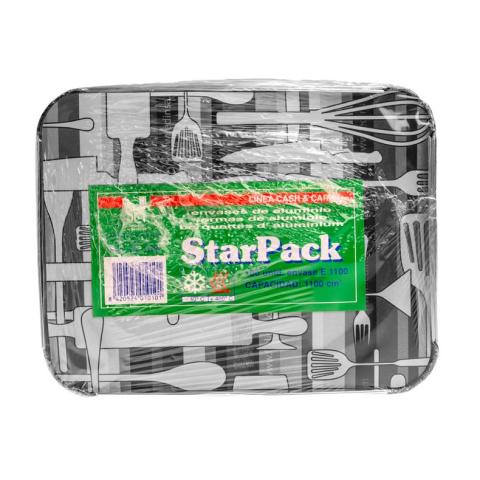 Envase rectangular de aluminio con borde rizado y canto alzado 227x177x35 mm - CE 1100 (vista planta)