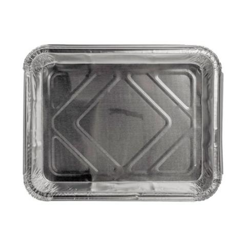 Envase de aluminio rectangular con borde rizado y canto alzado 227x177x35 mm - E 1100 (vista planta)