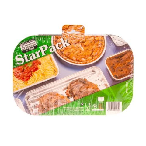 Envase de aluminio rectangular con borde rizado y tapa 287x187x37 mm - D 11450 (vista planta)