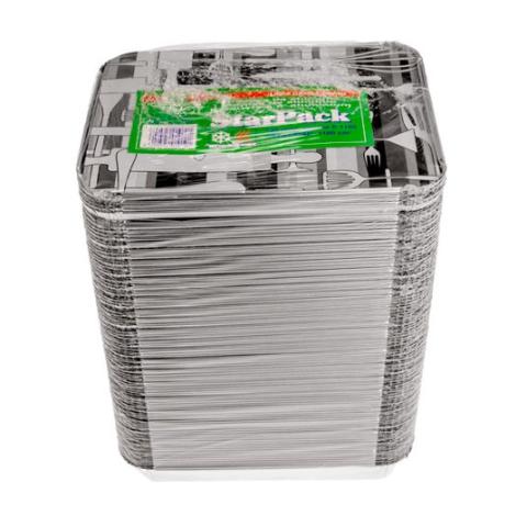 Rectangular aluminum foil container with crimped edge and raised rim 227x177x35 mm - CE 1500 (oblique view II)