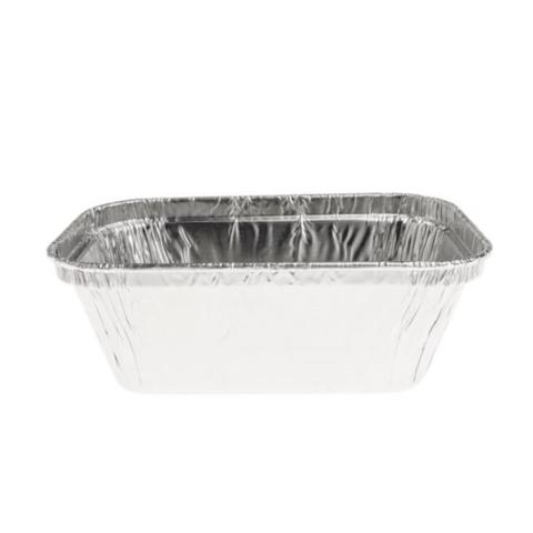 Rectangular aluminum foil container with rolled rim and raised edge 110x72x34 mm - E 150 (elevation view)