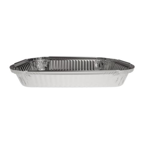 Rectangular aluminum foil container with rolled rim and raised edge 285x188x35 mm - E 1500 (elevation view)