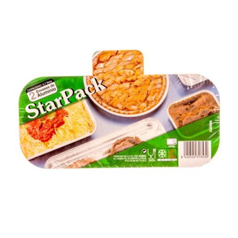 Aluminum foil rectangular container 202x92x56 mm  (pack de 2 envases) - D 2 D 690 R (plant view)