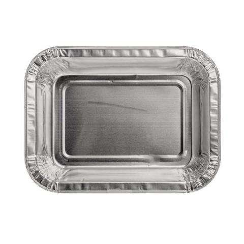 Embalagem de alumínio retangular com borda ondulada 159x119x35 mm - D 395 MM (vista da planta)