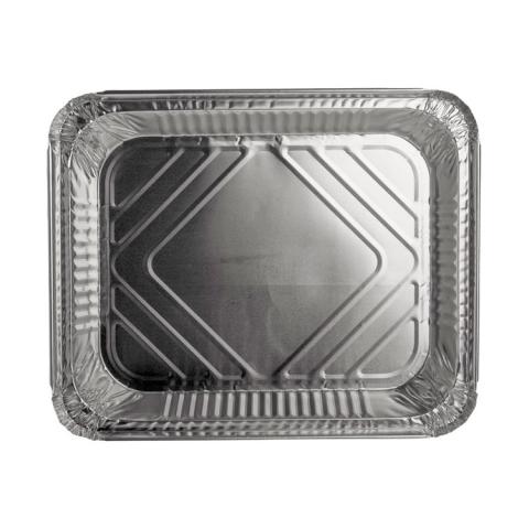 Embalagem retangular de alumínio com bordo enrolado e rebordo elevado 324x264x38 mm - E 2450 (vista em planta)