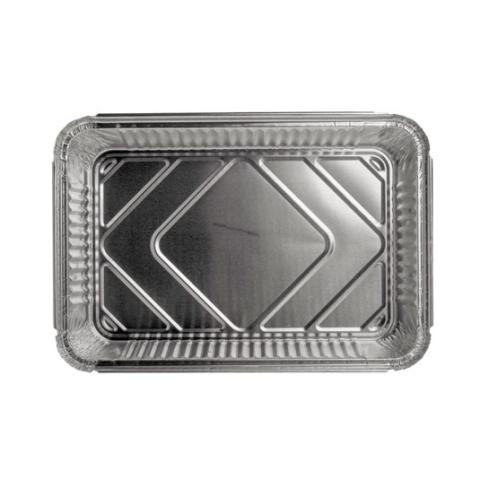 Envase de aluminio rectangular con borde rizado y canto alzado 315x215x38 mm - E 2200 (vista planta)