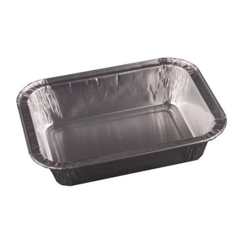 Bandeja rectangular de aluminio con borde rizado 159x119x35 mm - D 395 (vista oblicua II)