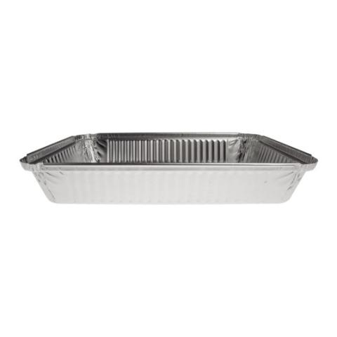 Rectangular aluminum foil container with rolled rim and raised edge 315x215x38 mm - E 2200 PRO (elevation view)