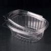 Embalagem de plástico OPS transparente retangular com tampa em forma plana 500 ml. - G 500 - 140x115x48 mm (vista oblíqua, fundo preto)