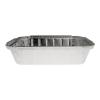 Rectangular aluminum foil container with rolled rim and raised edge 238x160x48 mm - E 1250 (elevation view)