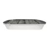 Rectangular aluminum foil container with rolled rim and raised edge with lid 285x188x35 mm - E 1500 (elevation view)