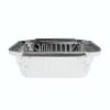 Rectangular aluminum foil container with rolled rim and raised edge 147x123x40 mm - E 500 (elevation view)
