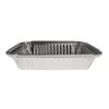 Rectangular aluminum foil container with rolled rim and raised edge 192x141x33 mm - E 650 MM (elevation view)