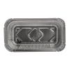Rectangular aluminum foil container with rolled rim and raised edge 202x109x49 mm - R 670 L (plan view)